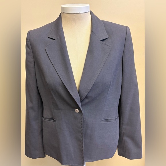 Anne Klein Grey 1 Button Blazer Notched Lapels Tailored Fit women's size 12 - Picture 1 of 9